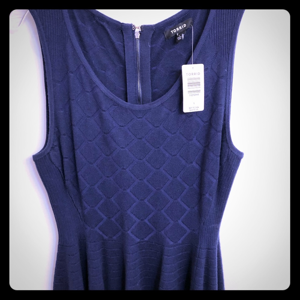 NWT Navy woven a-line dress